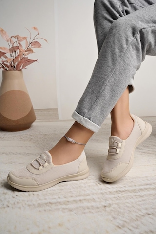 Nesilshoes Nesil Shoes Bsea 575 Bej Memory Foam Kadın Yürüyüş Ayakkabısı