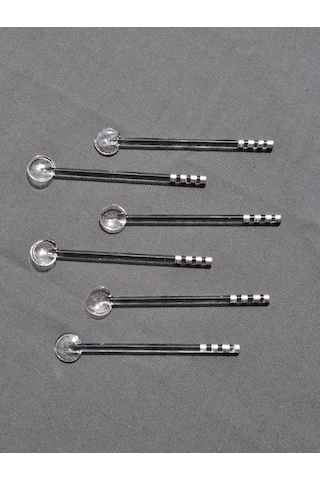 6'lı Gümüş Simli Cam Çay Kaşığı