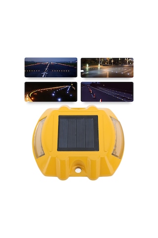 Yaozixa Gümüş Alüminyum Güneş Enerjili Yol Tıklama Lambası, Ip68 Su Geçirmez, 800m Görünürlük, Otomatik Aydınlatma, 12 Led Işık Kaynağı