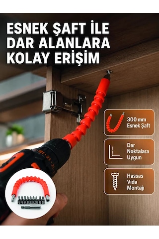 Northcity 12 Parça Esnek Tornavida Uç Seti 300 Mm Şaftlı - Dar Alanlarda Zorlananlar İçin