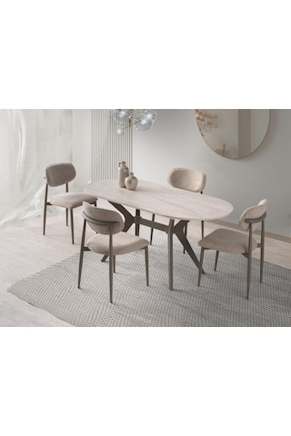 Star Polo Travertan Cappucino Mutfak Masa Sandalye Takımı 82x138 Cappuccino