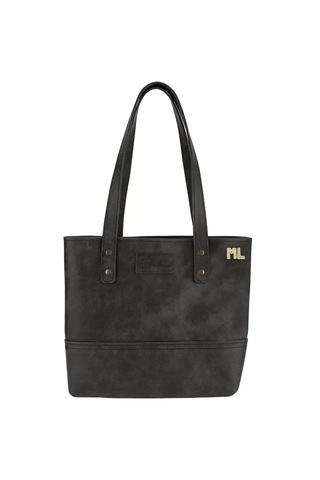 İsme Özel Tote Bag El Omuz Çantası - %100 Rainbow Deri - Ac03003 - Antrasit Antrasit