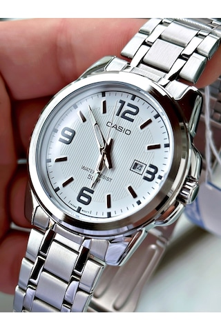 Casio Gümüş Silver Renk Çelik Kordon   Spor Metal Erkek Kol Saati + Bileklik Hediyeli Nda97