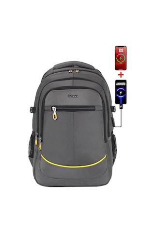 Dada 09 Gri Erkek Sırt Çantası 60 Litre Usb Type-c Aparat Ortopedik Sırt Askısı 15,6/17,3 İnç