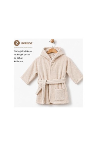 Bebessi %100 Pamuk Big Bear 3'lü Bornoz Seti Bej Bbs.4152.bej