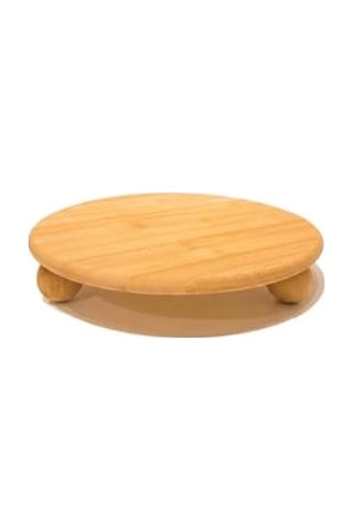 Smartizi Top Ayaklı Mini Bambu Sunumluk - 12 Cm Yuvarlak Doğal Ahşap Stand - Kahve Yanı, Lokumluk, Mumluk Ve Dekoratif Altlık