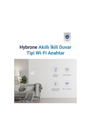 Hybrone Duvar Tipi İkili Akıllı Anahtar