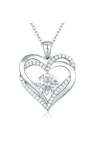 Çift Kalpli Bayan Kolye Gümüş