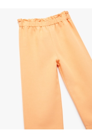 Koton Beli Lastikli Yüksek Bel Keten Karışımlı Pantolon Turuncu 5smg40016aw Turuncu