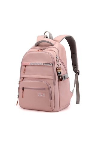 Jeemson Kadın Öğrenci İçin Kapsamlı Sırt Çantası, Hafif Nilon, Omuz Stresi Azaltıcı, Yan Cep, Organize Bölmeli, Pembe Çok Renkli