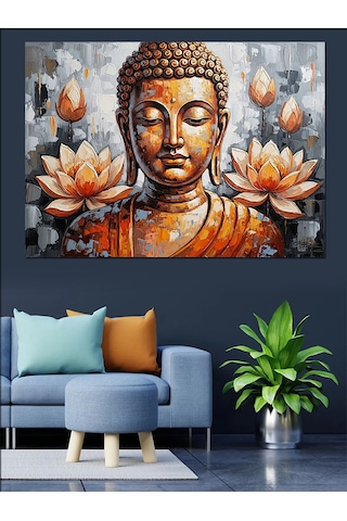 Ahşap Tablo Meditasyon Yapan Buda Ve Lotus Çocuk Odası Tabloları