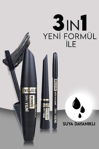 3'ü 1 Arada Göz Makyajı Seti - Eyeliner, Maskara, Kalem Diğer