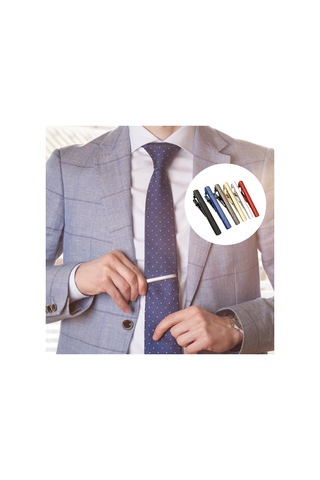 Padalink Erkekler İçin Mükemmel İş Giyim Aksesuarı - Twill Desenli, Elektroplajlı, Alerji Oluşturmaz Gümüş Renkli Kravat Klampsı Mavi Mavi
