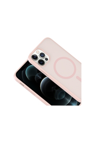 Ardemix Apple iPhone Uyumlu 12 Pro Kılıf M-safe Şarj Özellikli Zore Babet Kapak - Siyah