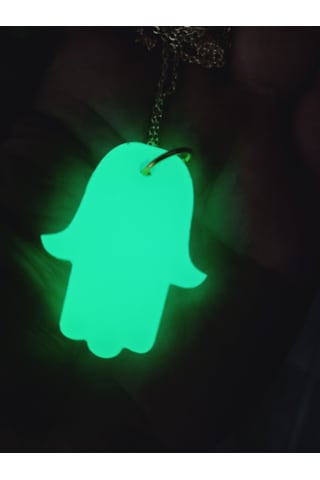 Fatma Ana Eli Karanlıkta Parlayan Fosforlu Zincirli Kolye Yeşil