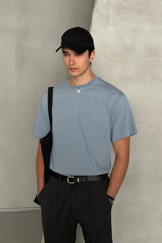 Hyman Erkek %100 Pamuk Oversize Basic T-shirt Açık Mavi