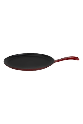 Lava Döküm Yuvarlak Pizza Krep Pankek Tavası Döküm Demir Yekpare Saplı Çap Ø 20cm.-bordo Bordo