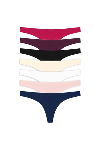 Basic Lazer Kesim Tanga Külot 7'li Paket - 2 Renkli-5 Çok Renkli