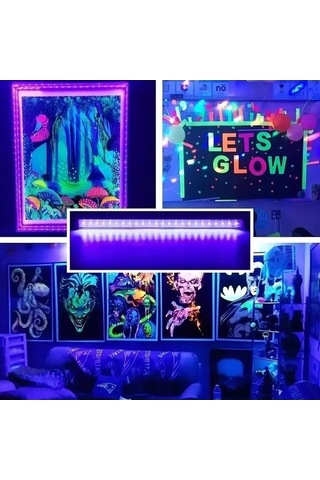 Opulentliving Taşınabilir Uv Led Işık Çubuğu - Usb Siyah Işık, Parti & Ktv İçin Floresan Dedektörü Siyah