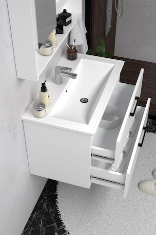 Teta Home Batum 80 Cm Mdf Banyo Dolabı Seti Beyaz Beyaz