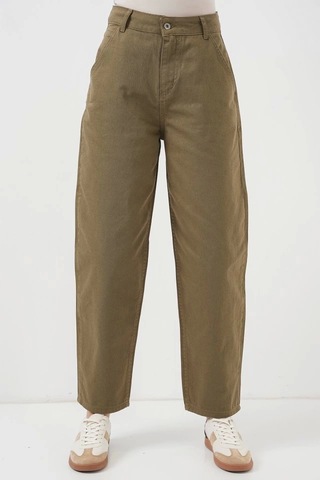Defymoda 6703 Yüksek Bel Kot Pantolon - Haki Haki