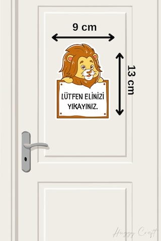 Sevimli Aslan V2 Sticker Lütfen Elinizi Yıkayınız Etiketi Standart
