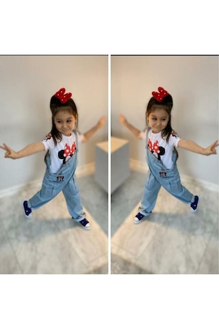 Modavals Mınnıe & Mıckey Tulum Kardeş Kombin Mınnıe Bahçıvan Tulum & Tshırt Mavi