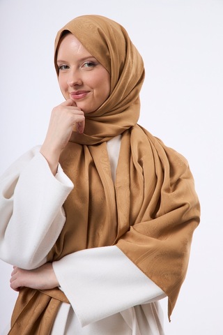 Mirsoy Scarf Zerafet Desen Şal Krem