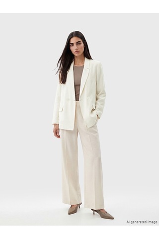 Lcw Studıo Beyaz Kruvaze Yaka Kadın Blazer Ceket