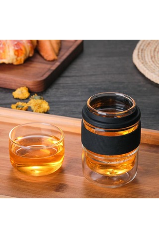 Homyl Seyahat Çay Seti Cam Ev Ofis Hediyeleri Için Siyah Siyah