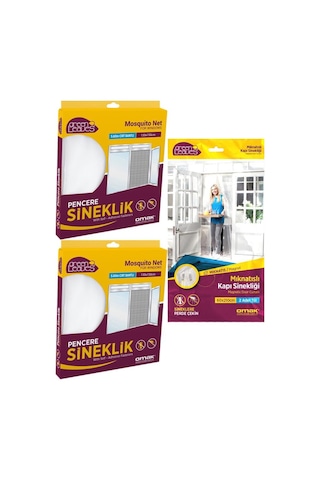 Omak 3 Lü Paket Mıknatıslı Kapı Sinekliği Tülü 2 Adet Pencere Sin (540150046)