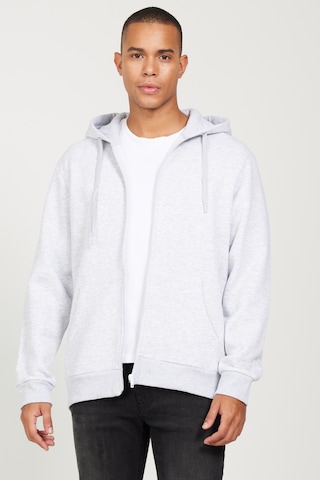 AC&Co / Altınyıldız Classics Erkek Kar Melanj Standart Fit Normal Kesim Kapüşonlu Fermuarlı Sweatshirt Kar Beyaz