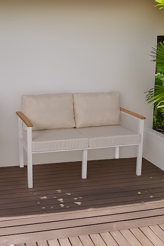 Neokas Metal Bahçe Oturma Grubu, Balkon Takımı, Kafe Koltuğu, Bekleme Alanı Koltuğu, 1 Adet İkili Koltuk Beyaz