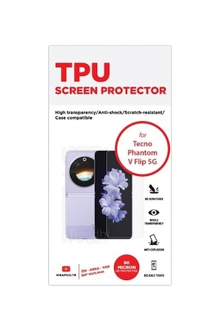 Tecno Phantom V Flip 5g Ön, Arka Ve Yan 360 Derece Tam Kaplama Tpu Film
