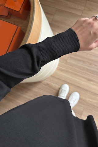 Kahijab Yan Fermuar Basic Merserize Tunik - Siyah
