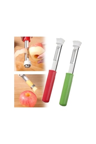 Primepickings 2'lik Meyve Soyma & Çekirdek Çıkarma Aleti - Paslanmaz Çelik Sebze Aleti Beyaz