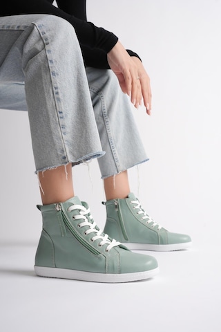 Analin Shoes Kadın Hakiki Deri Günlük Fermuarlı Spor Bot Yeşil