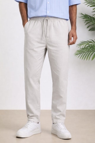 Tarz Cool Erkek Yazlık Keten Karışımı Relaxed Pantolon Bej