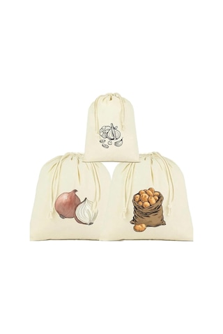 Stonehill Patates, Soğan Ve Sarmısak Saklama Torbası, 3'lü Set, Ham Bez Kumaş, Çekme İpli Sku: Smg8690010190581 Açık