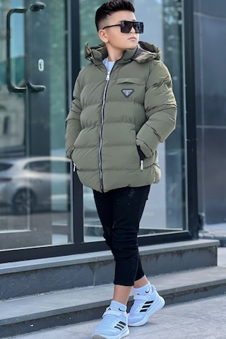 Pina Kids Erkek Çocuk Çıkarılabilir Kapüşonlu Su Geçirmez Nova Kışlık Mont Km4012 Haki