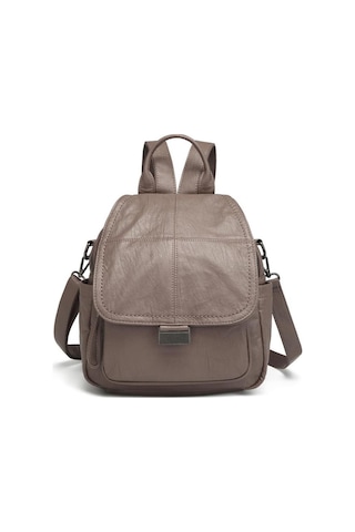 Yıkama Deri Sırt Askılı Kadın Çantası 21-k Barcelona 1908 Vizon