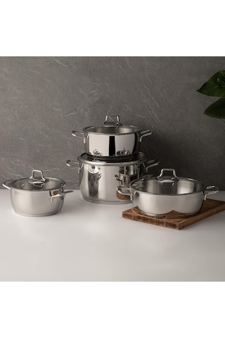 Nehir Silver Klasik 8 Parça Çelik Tencere Seti Nehir 29002