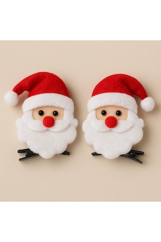 Yılbaşı Temalı Sevimli Noel Baba Tokası Çifti Kadın Çocuk İçin Parti Aksesuarı Hediyelik Model 5