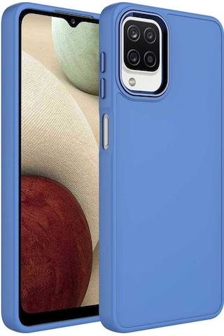Zore Galaxy Uyumlu A12 Kılıf Metal Çerçeve Ve Buton Tasarımlı Silikon Luna Kapak - Laven Lavendery Gray