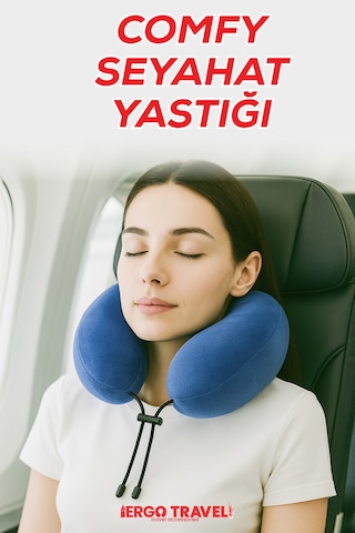 Viscofoam Comfy Ortopedik Seyahat Yastığı Visco Boyun Destekli Seyahat Yastığı - Mavi | Ergo Travel
