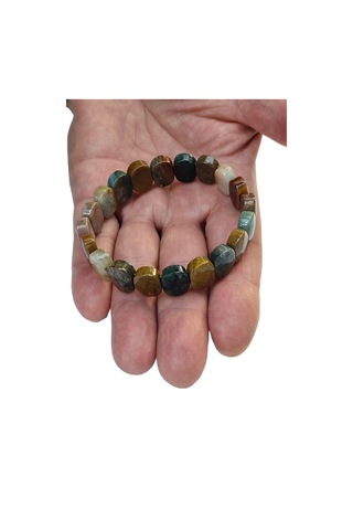 Faset Kesimli Ocean Jasper Bileklik Elastik Yapılı 529-1 Çok Renkli