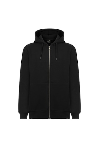 Mysport My Sport 5018 Erkek Yumuşacık Kapüşonlu Organik Pamuk Kanguru Cepli Regular Siyah Sweatshirt Siyah