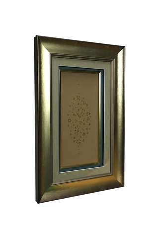 E38 El İşçiliği Halkar Tekniği Hatai Motifli Şemse Tezhip Tablo - 35 50 Cm - 6547