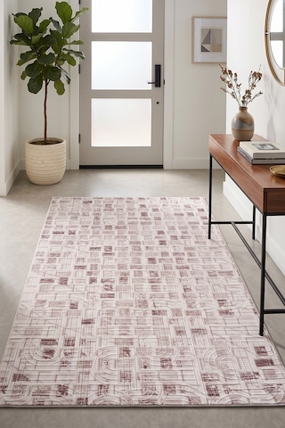Villadia Home Textile Modern Desen Emboss Baskılı Dekoratif Kaymaz Taban Yıkanabilir Halı Yolluk Elit Şık Salon Oturma Odası Mutfak Koridor Antre Yatak Odası Halısı Yolluk Vdh4051vizon