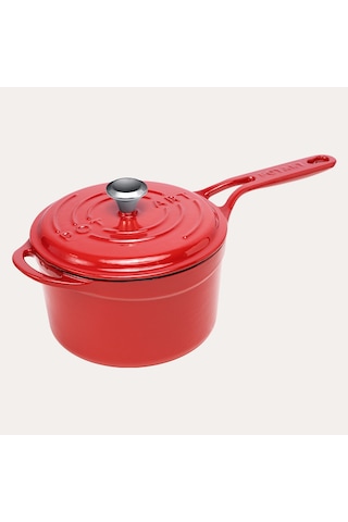 Pot Art Parlak Kırmızı Yuvarlak Döküm Sos Tencere 18 Cm 2,5 Lt Kırmızı